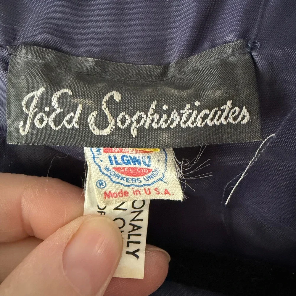 Jo-Ed‎ Sophisticates Sequin Jacket Womens Med Blue Silver Vintage 80s ILGWU USA